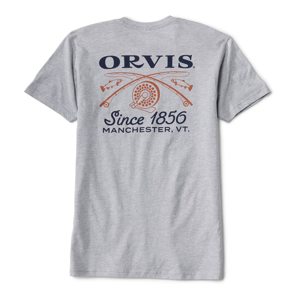 backside of t-shirt with large orvis logo