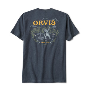backside of t-shirt with large Orvis logo