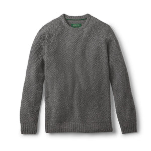Gray sweater with a brand logo on a white background