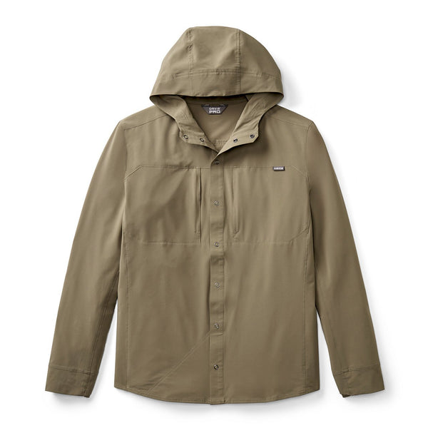 beige waterproof jacket on white background