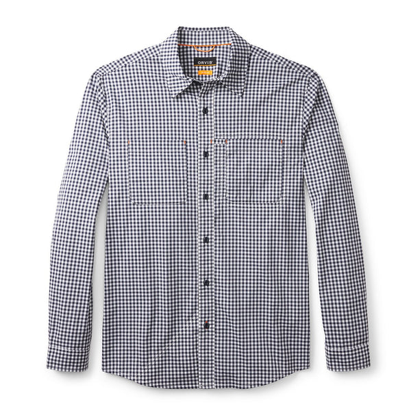 blue checkered shirt on white background