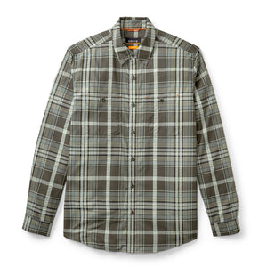 brown and grey checkered shirt on white background