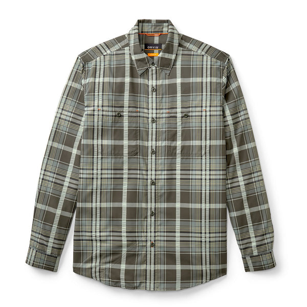 brown and grey checkered shirt on white background