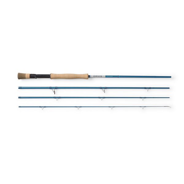 fly fishing rod in pieces on white background