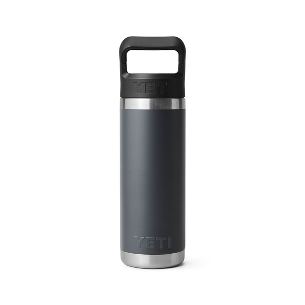 YETI water bottle with black lid on a white background