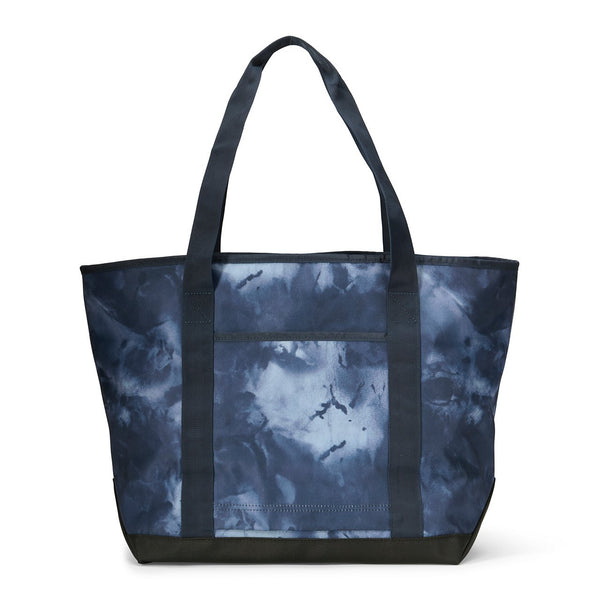 blue and black fishing bag on white background