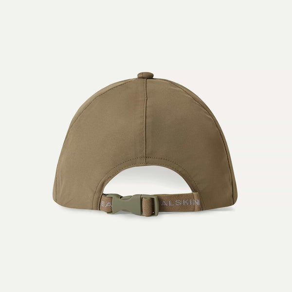 Brown cap with a visible brand logo on a light gray background