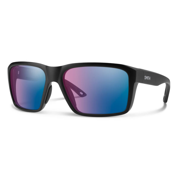 Matte black polarised sunglasses on white background