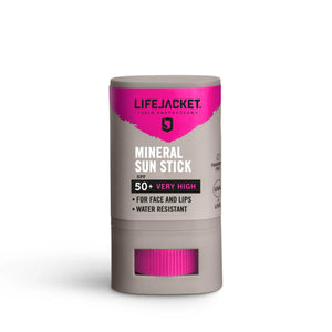 lifejacket mineral sun stick on white background