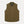 Load image into Gallery viewer, An olive green zip-up vest with a ribbed collar, laid flat against a light gray background. The vest features two front patch pockets and a small embroidered logo on the left chest.
