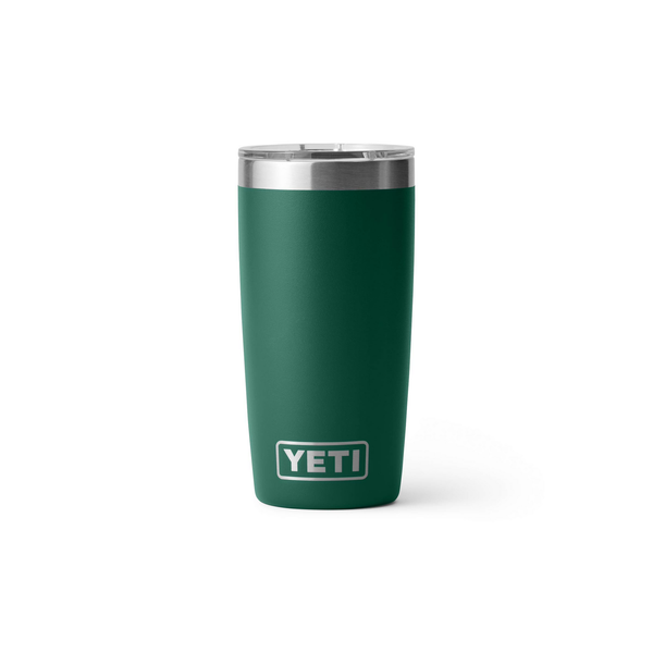 Green YETI tumbler on a white background
