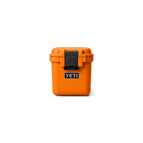 orange yeti storage box on white background