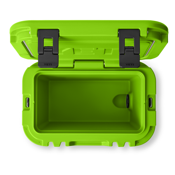 green yeti cooler with open lid