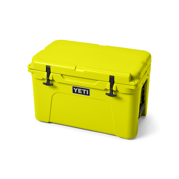 Yellow YETI cooler on a white background