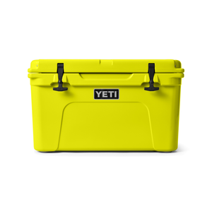 Yellow YETI cooler on a white background