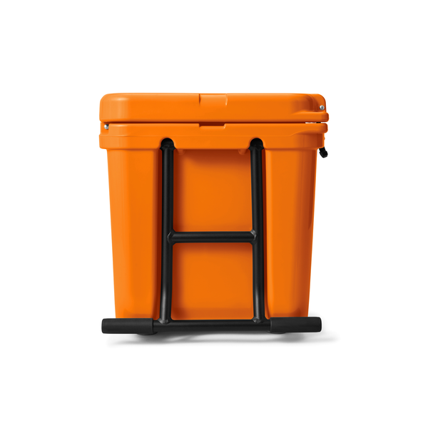Orange cooler with black stand on a white background