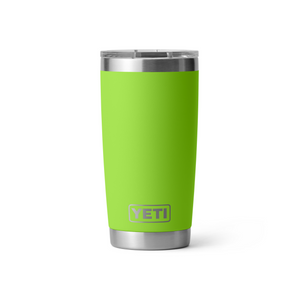 green yeti rambler 20 oz on white backround