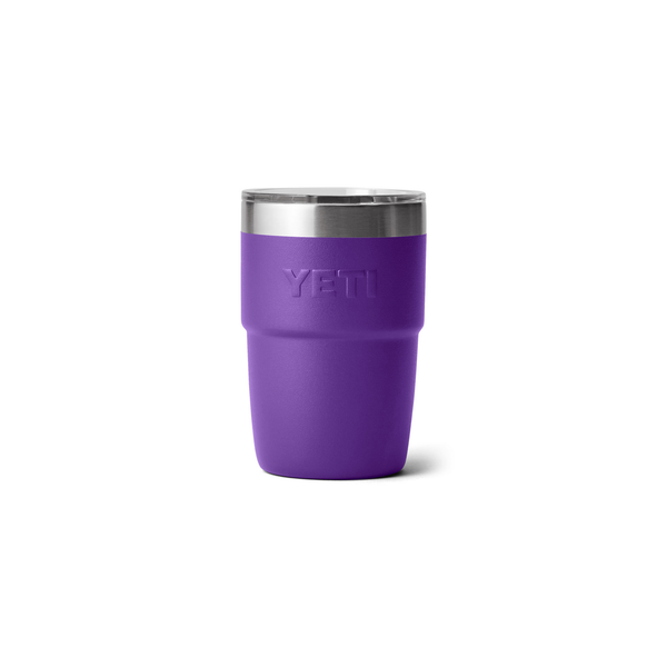 8 oz purple yeti rambler on white background