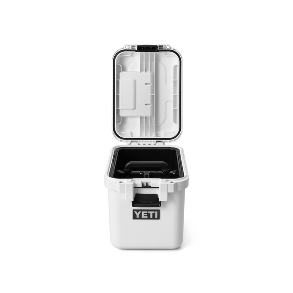 white yeti gobox with open lid on white background