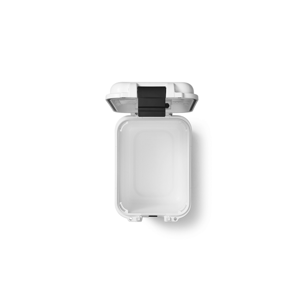 white Yeti gobox with open lid on white background