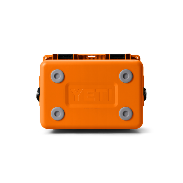 Orange YETI cooler on a white background