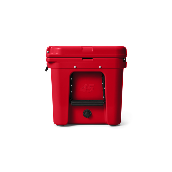 Red cooler box with '45' branding on a white background