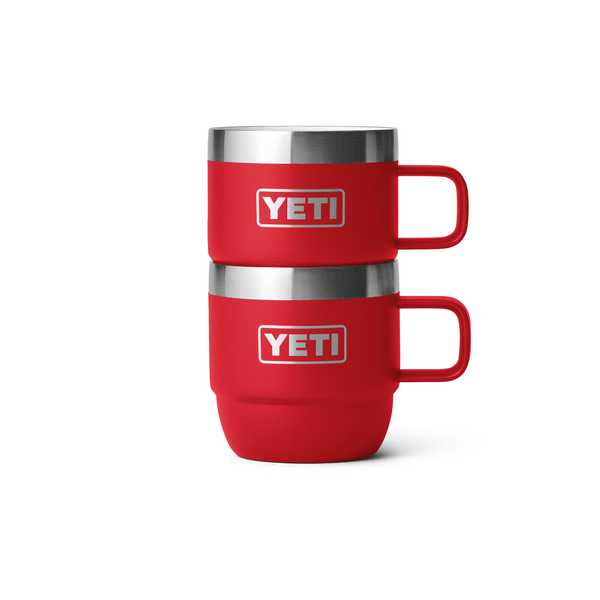 Red YETI mug with silver interior on a white background