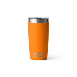 Orange YETI tumbler on a white background
