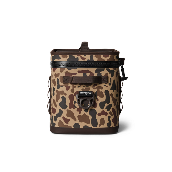 Yeti Camouflage-patterned backpack with brown accents on a white background