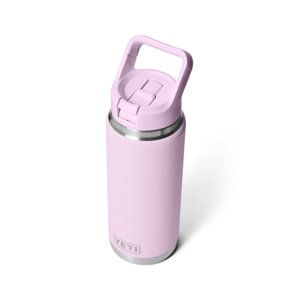Pink YETI water bottle on a white background