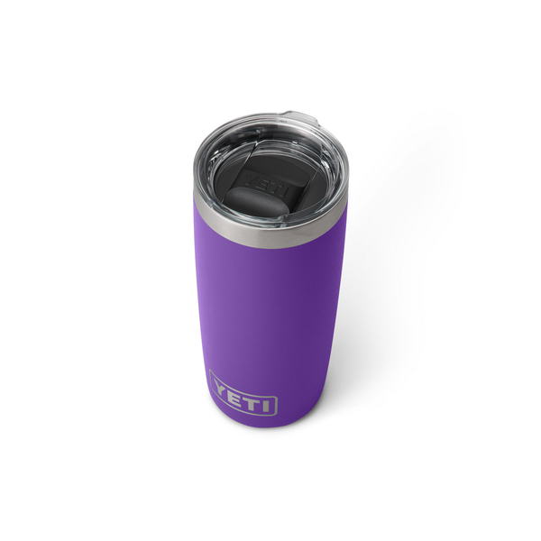 10oz purple Yeti rambler on white background