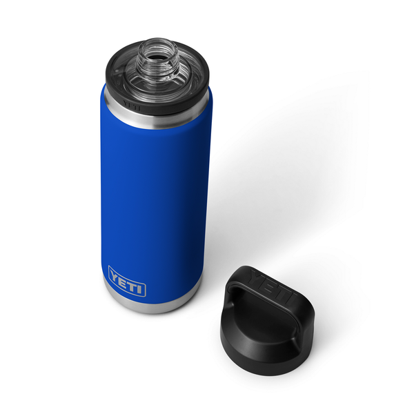 26oz yeti rambler n blue with lid off on white background