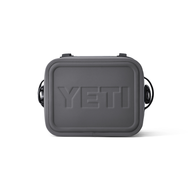 Grey YETI cooler lid on a white background