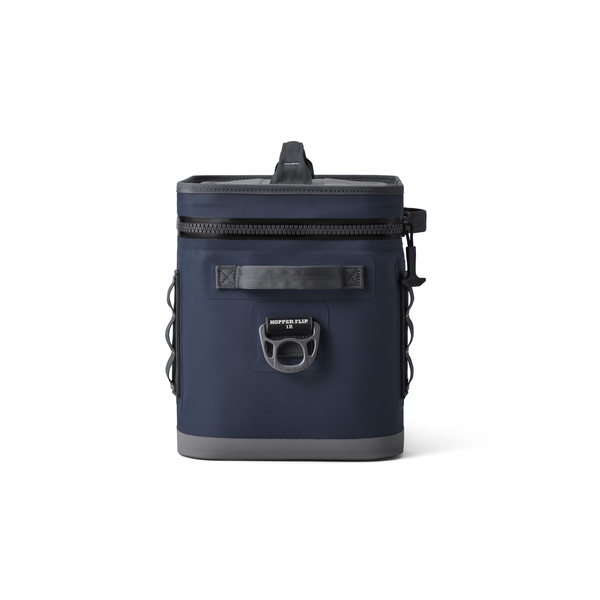 Navy blue and grey fishing pack with a brand logo on a white background