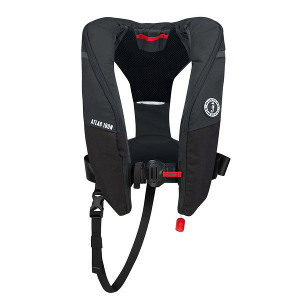 lifesaving vest in black on white background