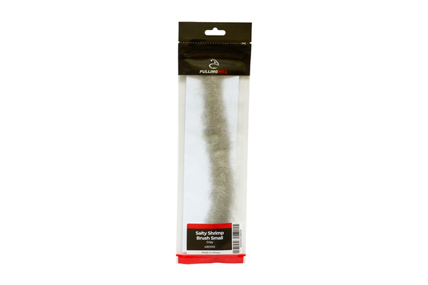 salty shrimp brush small fly tying material on white background