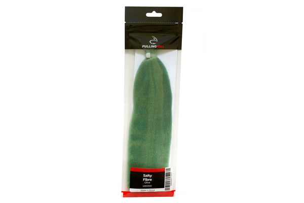 salty fibre green fly tying material in packaging on white background