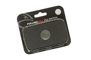 fulling mill fly patch on white background