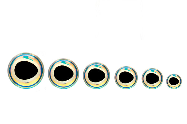 Epoxy eyes baitfish fly tying material on white background