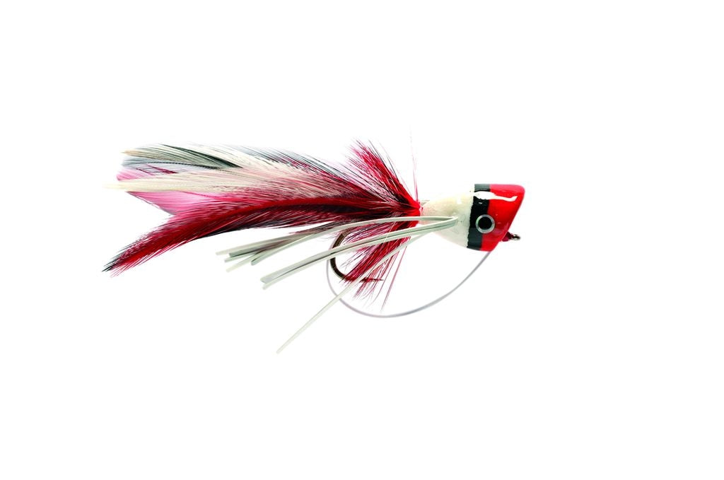 Bass Popper Red & White, Flies For Fishing